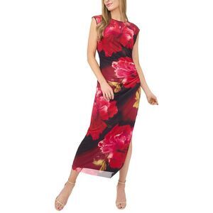 Ted Baker Red and Black Floral Midi Dress